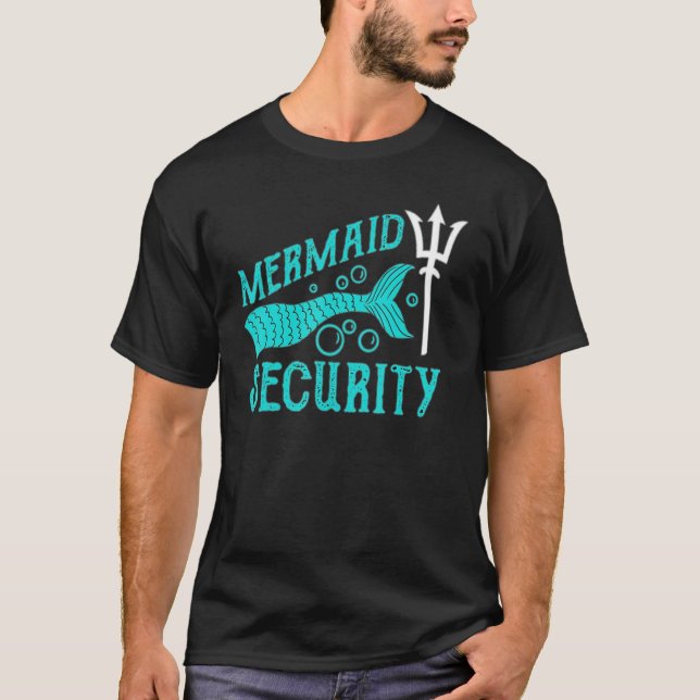 Camiseta Mermaid Security Tees Mens Boys Swimmer Dad Merdad (Anverso)