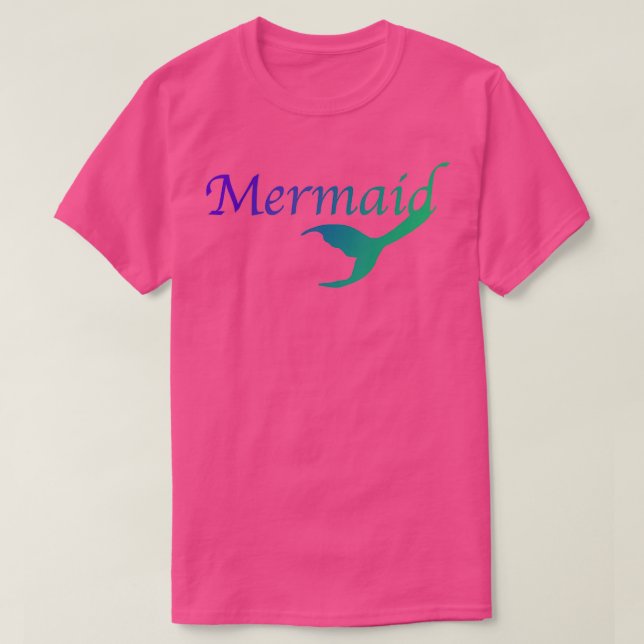 Camiseta Mermaid Tail texto púrpura verde (Diseño del anverso)
