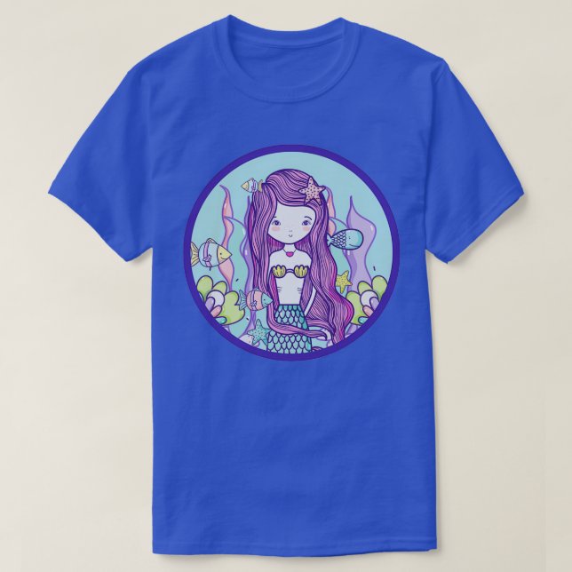 Camiseta Mermaid Underwater and Fish Scene Design sold by v (Diseño del anverso)