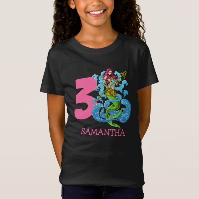 Camiseta Mermaid Warrior 3 cumpleaños T-Shirt (Anverso)
