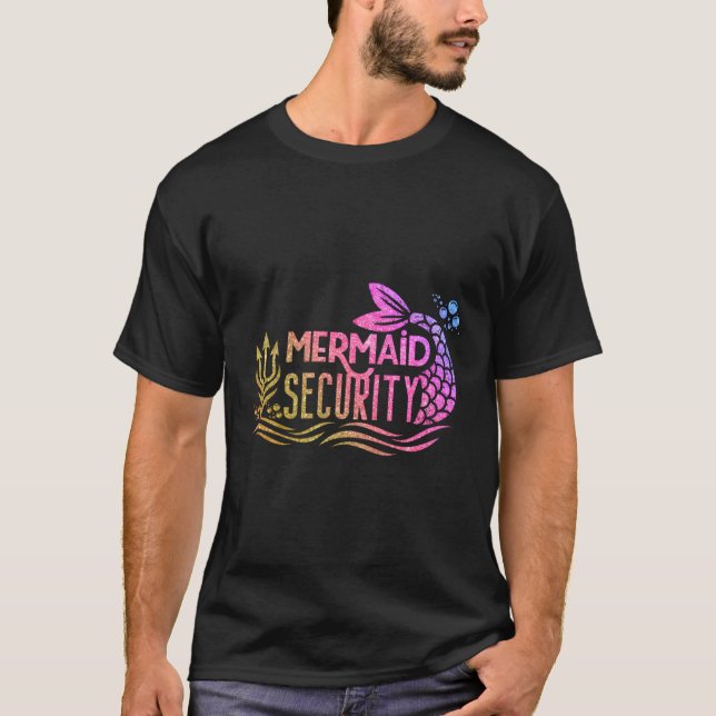 Camiseta Merman Mermaid Security Funny Cumpleaños (Anverso)