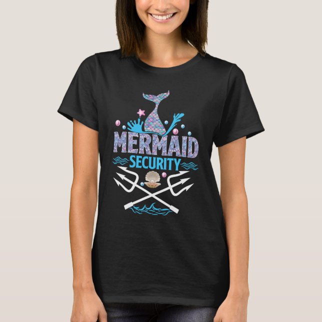 Camiseta Merman Mermaid Security  Lifeguard Swimmer Costume (Anverso)