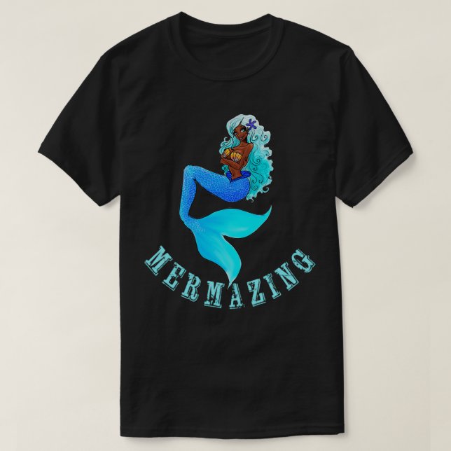 Camiseta Mermazing Sirena Azul Amantes Submarinos Con (Diseño del anverso)