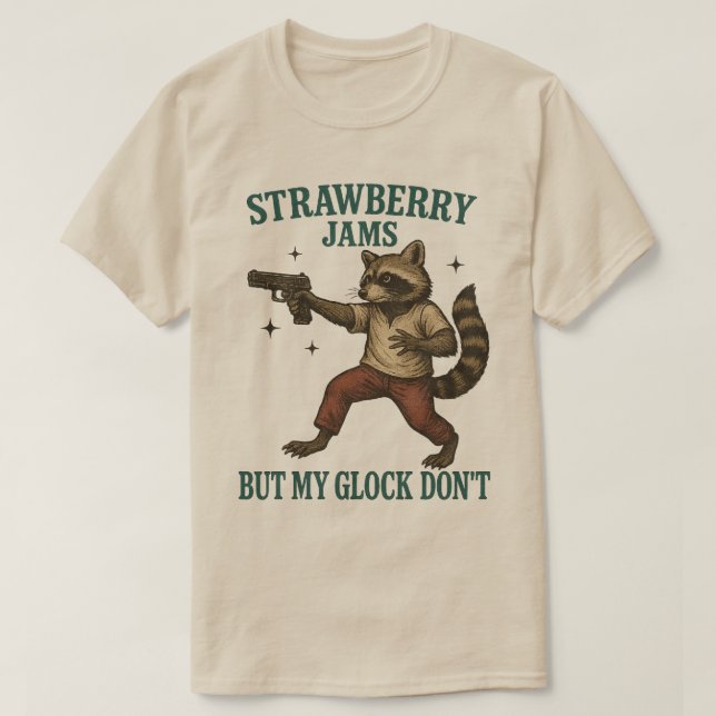Camiseta Mermeladas de fresa, pero mi Glock no mapache dive (Diseño del anverso)