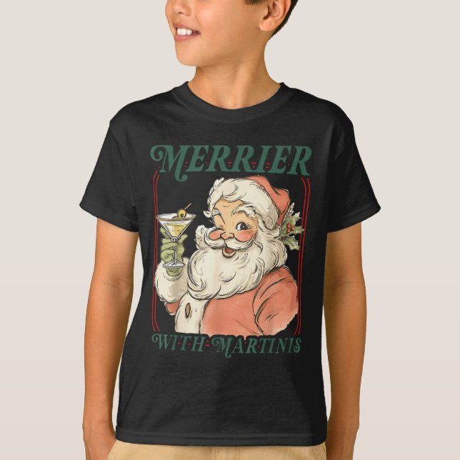 Camiseta Merrier With A Martini Santa Christmas Tail  (Anverso)