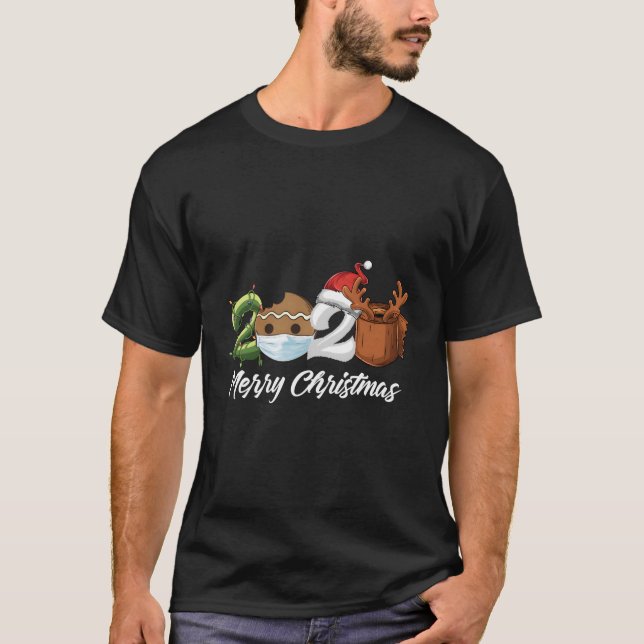 Camiseta Merry 2020 Gingerbread Con Máscara De Cara Para Ch (Anverso)