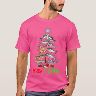 Camiseta Merry A Fishmas Funny Christmas Tree Lights Fish F