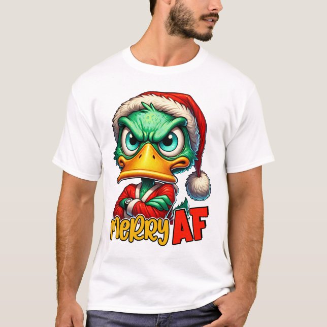 Camiseta Merry AF - Sarcásticos Navidades de pato gruñón (Anverso)