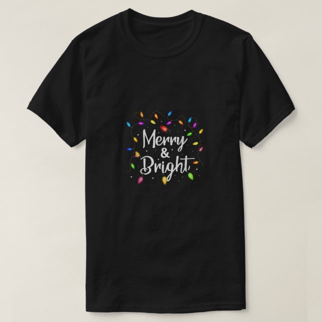 Camiseta Merry and Bright Christmas Lights Men Women Xmas (Diseño del anverso)