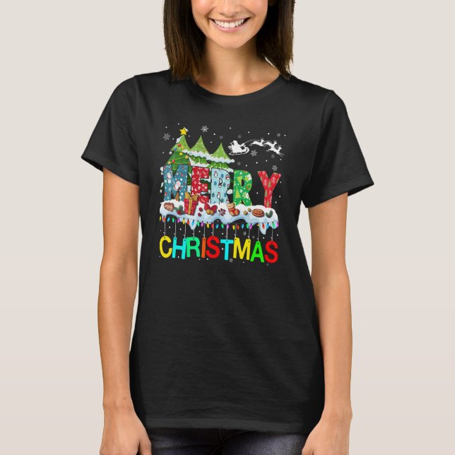 Camiseta Merry and Bright Christmas Tree Christmas Lights M (Anverso)