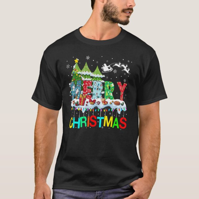Camiseta Merry and Bright Christmas Tree Christmas Lights M (Anverso)