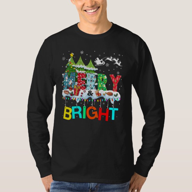 Camiseta Merry and Bright Christmas Tree Christmas Lights M (Anverso)