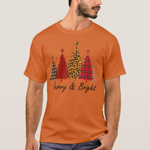 Camiseta Merry And Bright Christmas Trees Leopard Buffalo P