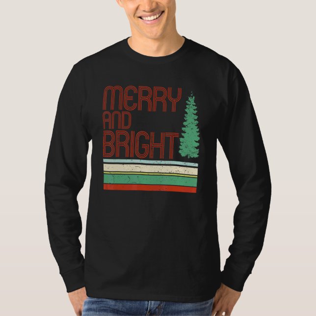 Camiseta Merry and Bright Merry Christmas Tree Xmas Vibes W (Anverso)