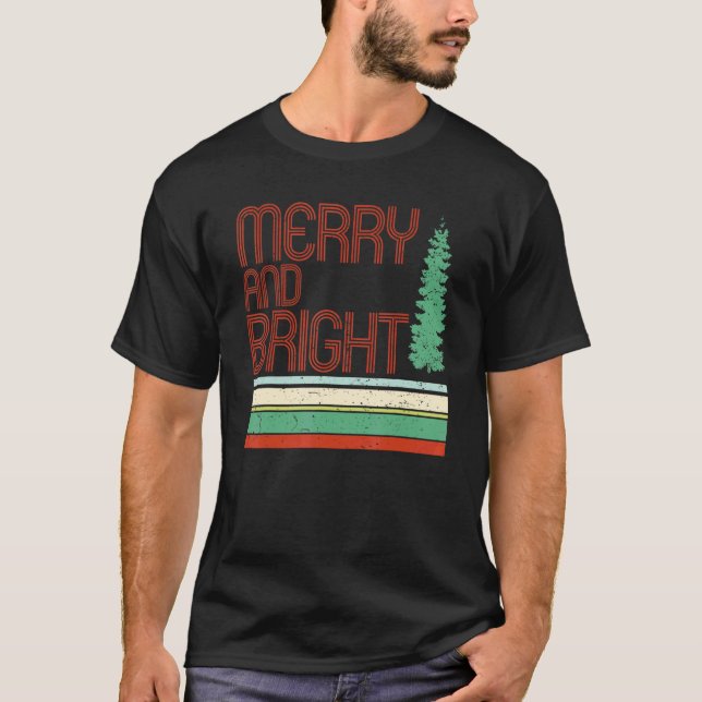 Camiseta Merry and Bright Merry Christmas Tree Xmas Vibes W (Anverso)