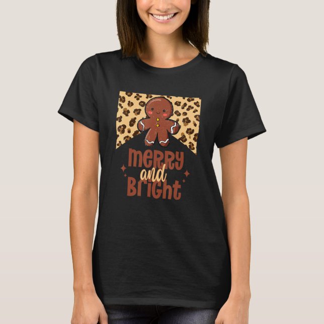 Camiseta Merry and Bright Retro Christmas Gingerbread Weste (Anverso)
