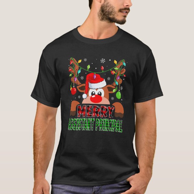 Camiseta Merry Assistant Principal Reindeo Buffalo Plaid C (Anverso)