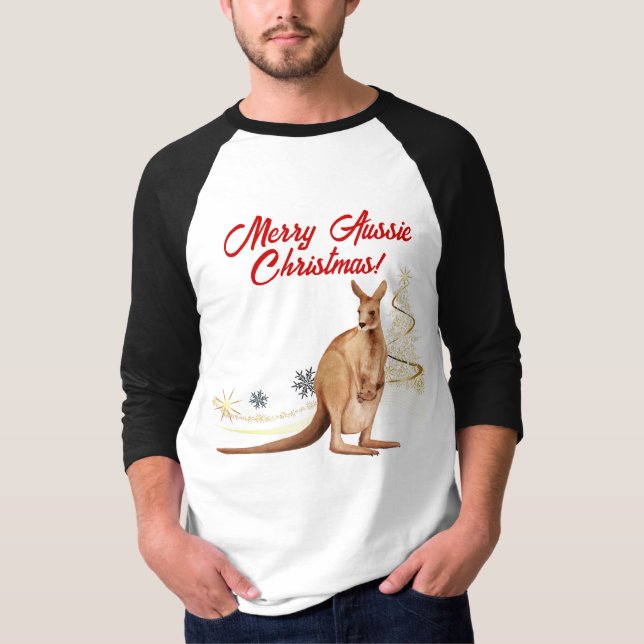 Camiseta Merry Aussie Navidades Kangaroo (Anverso)