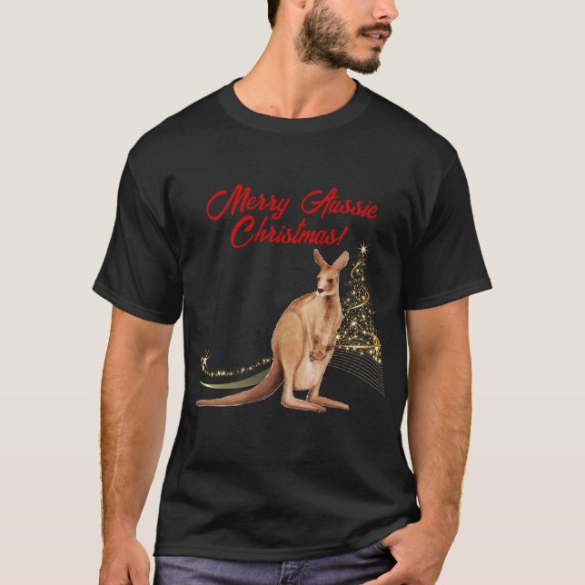 Camiseta Merry Aussie Navidades Kangaroo (Anverso)