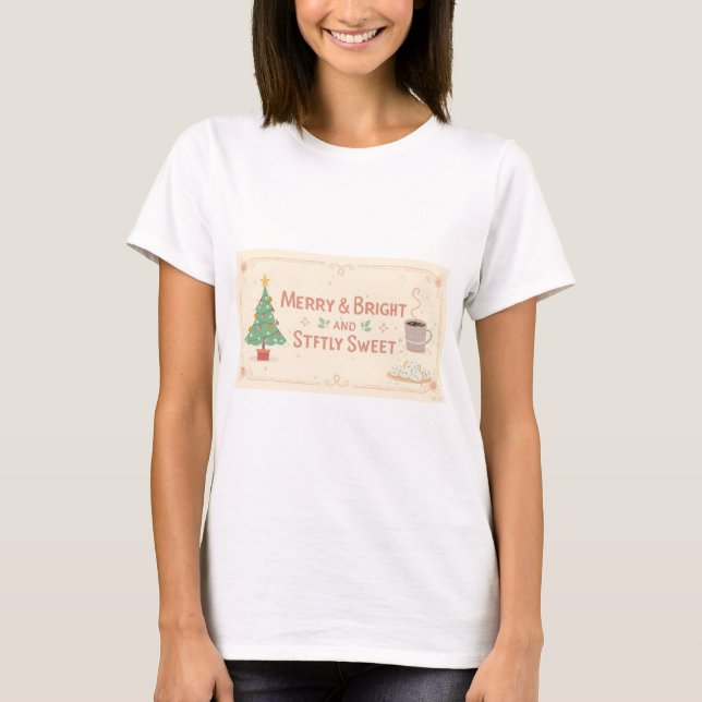 Camiseta Merry & Bright and Softly Sweet – Pastel Christmas (Anverso)
