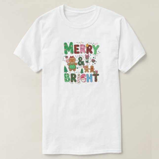 Camiseta Merry & Bright, Festive Christmas Holiday Design (Diseño del anverso)