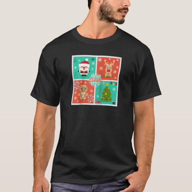 Camiseta Merry Bright Gingerbread Árbol de Navidad Santa Cu (Anverso)