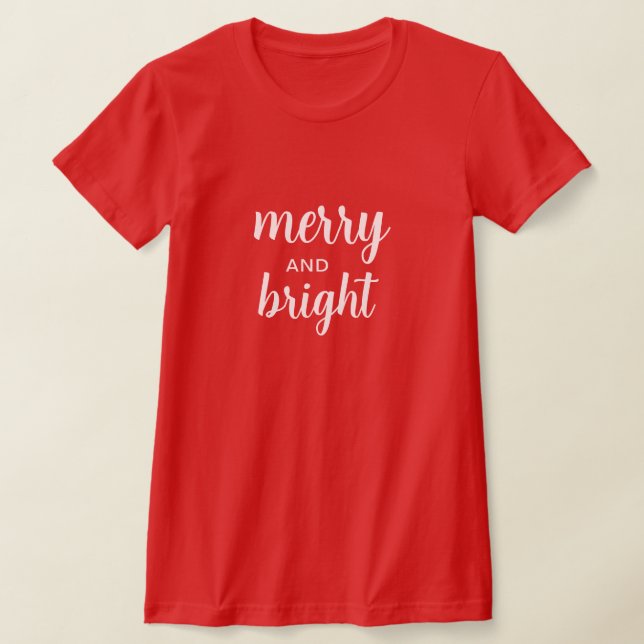 Camiseta Merry & Bright Modern Script Christmas Red (Distribución)