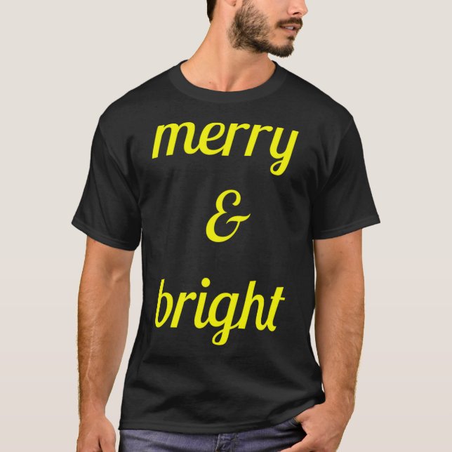 Camiseta Merry Bright Navy Blue Yellow Gift  (Anverso)