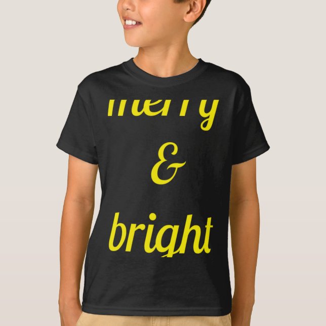 Camiseta Merry Bright Navy Blue Yellow Gift T Shirt  (Anverso)