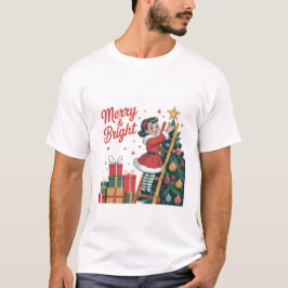 Camiseta Merry & Bright Vintage Holiday Retro Christmas
