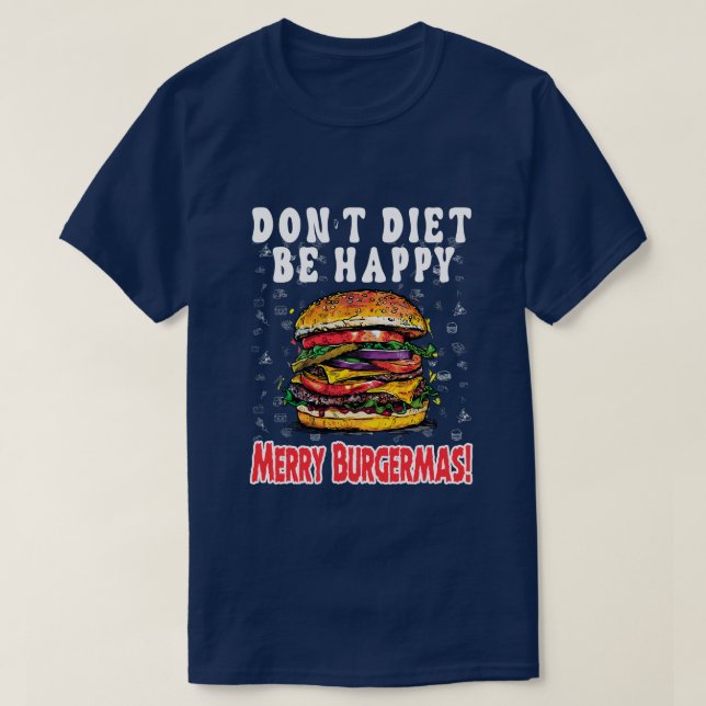 Camiseta Merry BurgMass - Navidades divertidos Hamburger (Diseño del anverso)