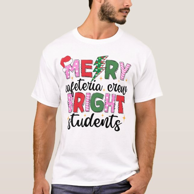 Camiseta Merry Cafeteria Crew Estudiantes Brillantes Navida (Anverso)