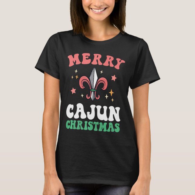 Camiseta Merry Cajun Christmas Southern Louisiana Xmas New  (Anverso)