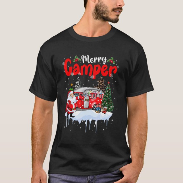 Camiseta Merry Camper Christmas Santa Camper Camping Truck  (Anverso)