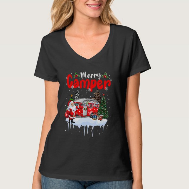 Camiseta Merry Camper Christmas Santa Camper Camping Truck  (Anverso)
