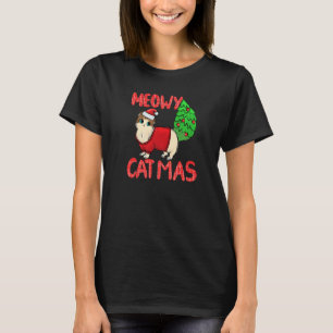 Camiseta Merry Catks Tail Christmas Tree Cat