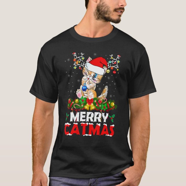 Camiseta Merry Catmas Cat Christmas Pajamas X Mas Ugly Swea (Anverso)