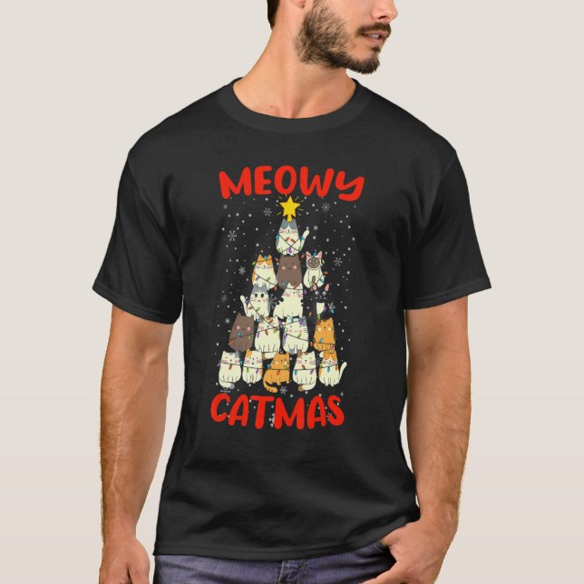 Camiseta Merry Catmas  Cat Mom Cat Dad Christmas Cat  2 (Anverso)