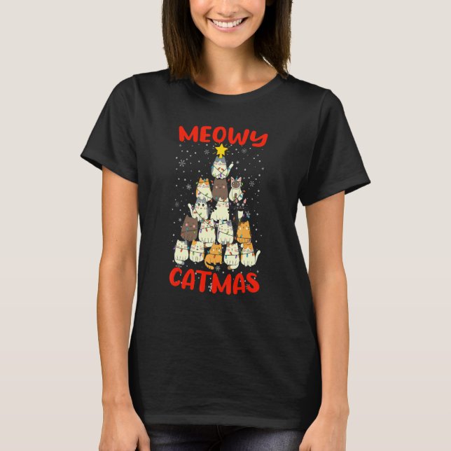 Camiseta Merry Catmas  Cat Mom Cat Dad Christmas Cat  2 (Anverso)