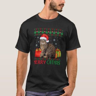 Camiseta Merry Catmas Cat Navidades feos Pixi Bob Cat Mom D