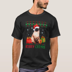 Camiseta Merry Catmas Cat Ugly Navidades Siamese Cat Mom Da