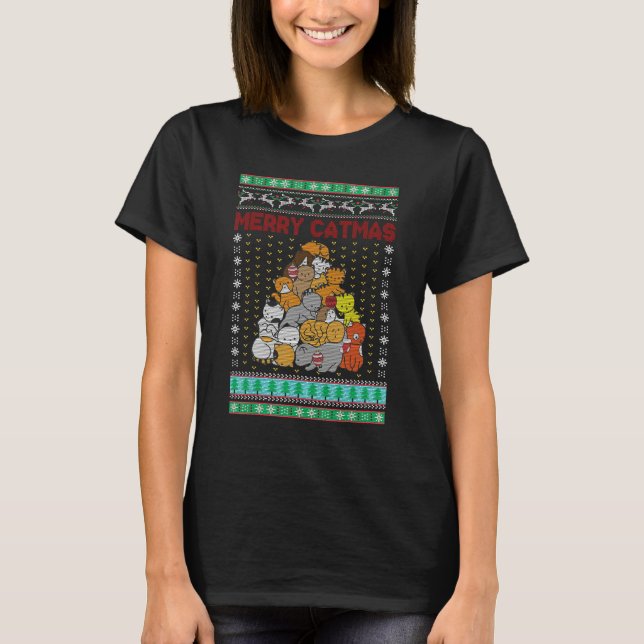 Camiseta Merry Catmas Christmas Cat Tree Kitten  X Mas Tree (Anverso)