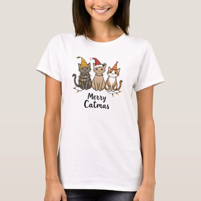 Camiseta Merry Catmas Funny Cat Lover (Anverso)