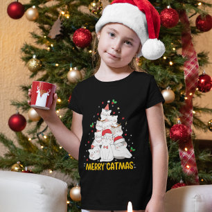 Camiseta Merry Catmas Funny Cats Christmas Tree