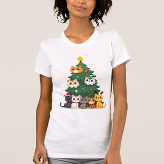 Camiseta Merry Catmas Funny Christmas Tree, Cats Xmas Meow 