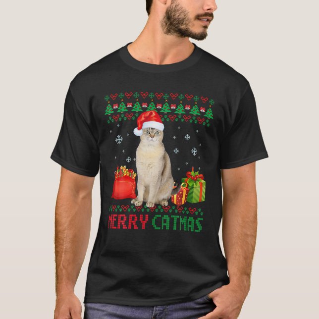 Camiseta Merry Catmas Gato Feo Navidades Burmilla Mamá Papá (Anverso)