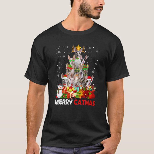 Camiseta Merry Catmas Gato Mamá Gato Papá Navidades Cornish (Anverso)