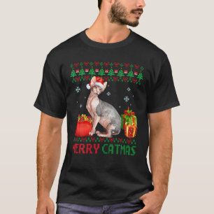 Camiseta Merry Catmas Gato Navidades feos Sphynx Mamá Papá