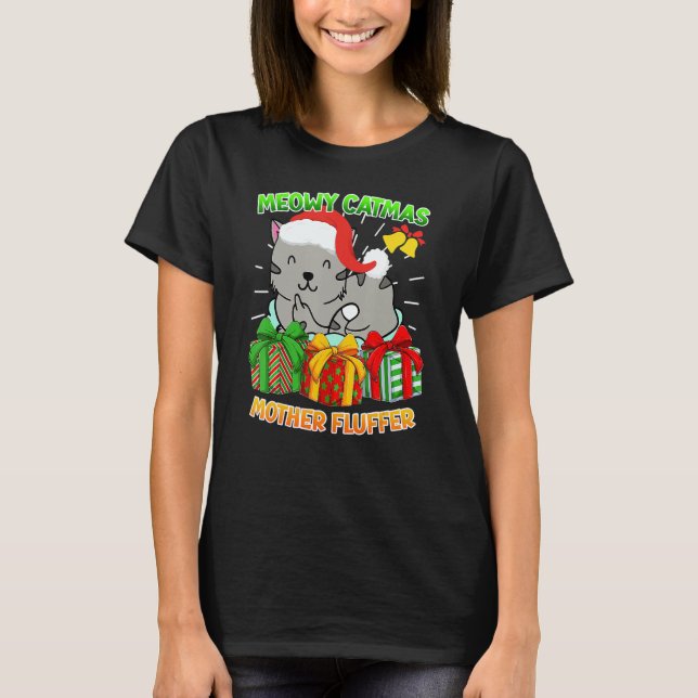 Camiseta Merry Catmas Mother Fluffer Cat Owner Cats (Anverso)
