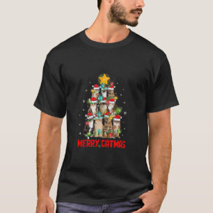 Camiseta Merry Catmas Santa Calico Gatos Fantasma Árbol de